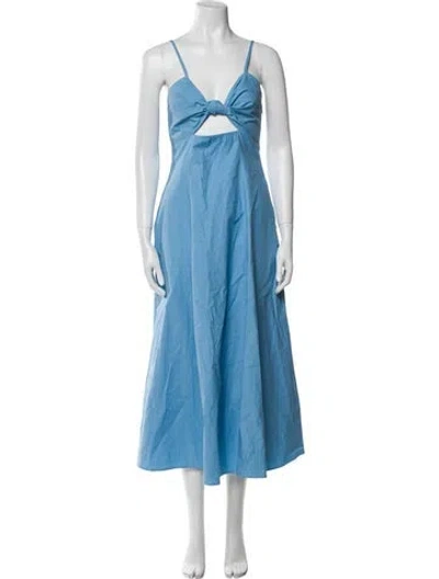 Pre-owned Pixie Market V-neck Midi Length Dress W/ Tags In Blue