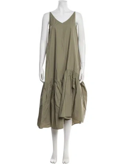 Pre-owned Pixie Market V-neck Midi Length Dress W/ Tags In Green