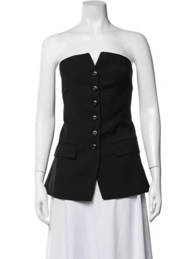 Pre-owned Pixie Market V-neck Sleeveless Button-up Top In Black