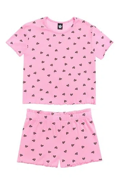 Pixielane Kids' 2-piece Easy Tee & Shorts Set In Pink