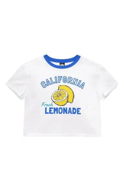 Pixielane Kids' California Lemonade Graphic Dropped Shoulder Tee In White