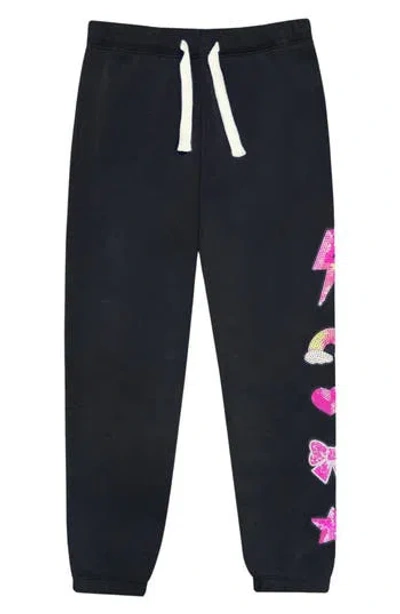Pixielane Kids' Cloud Soft Sequin Icon Sweatpants In Black
