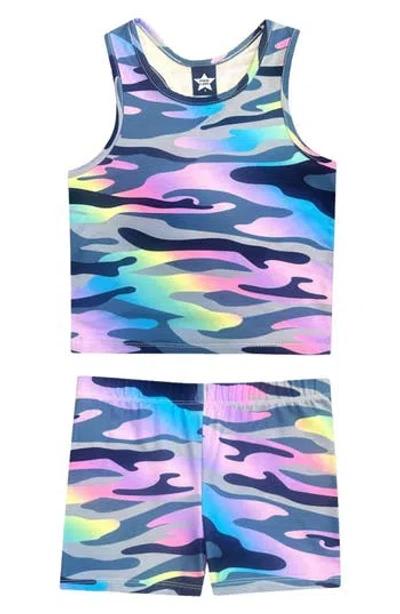 Pixielane Kids' Cropped Tank & Shorts Set In Multi
