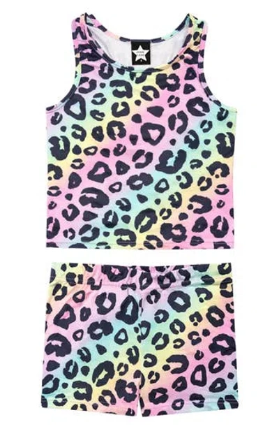 Pixielane Kids' Cropped Tank & Shorts Set In Multi