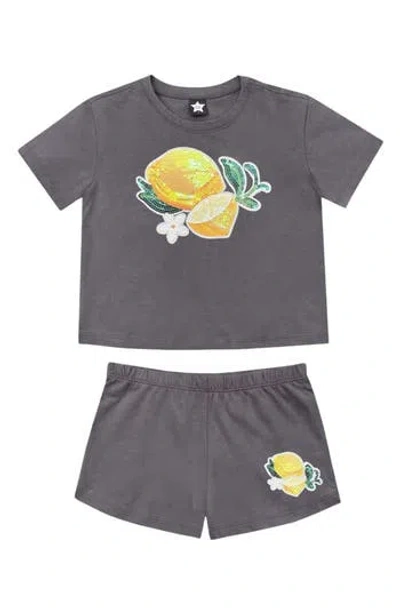 Pixielane Kids' Easy Sequin Top & Shorts Set In Brown
