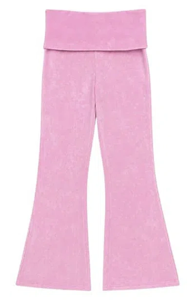 Pixielane Kids' Foldover Flare Leg Pants In Pink