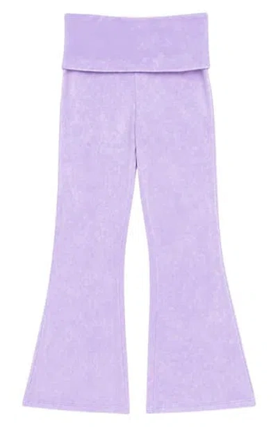 Pixielane Kids' Foldover Flare Leg Pants In Purple
