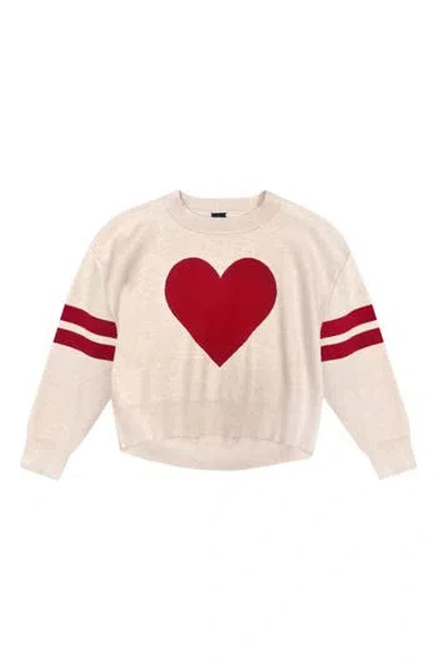 Pixielane Kids' Heart Graphic Sweater In Neutral