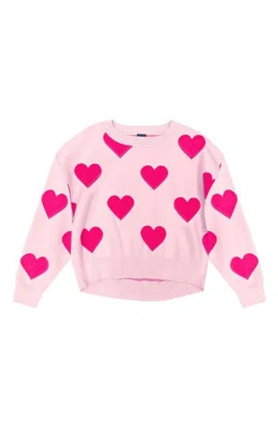 Pixielane Kids' Heart Graphic Sweater In Pink