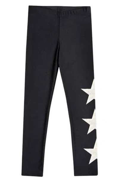 Pixielane Kids' High Shine Heart Leggings In Black