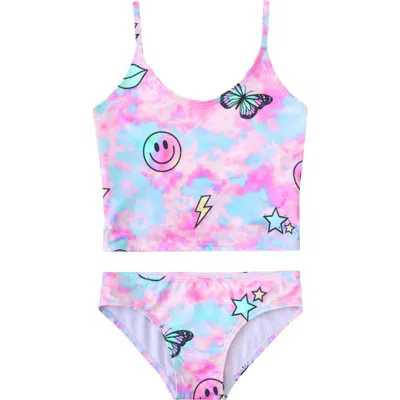 Pixielane Kids' High Shine Tankini Two-piece Swimsuit In Multi