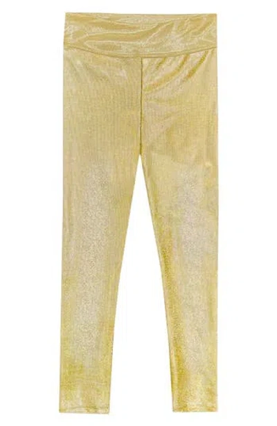Pixielane Kids' Liquid Mid Rise Leggings In Gold