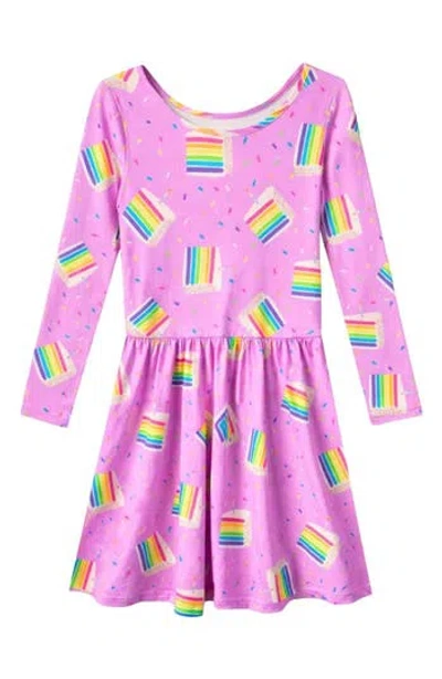 Pixielane Kids' Long Sleeve Be Happy Dress In Pink