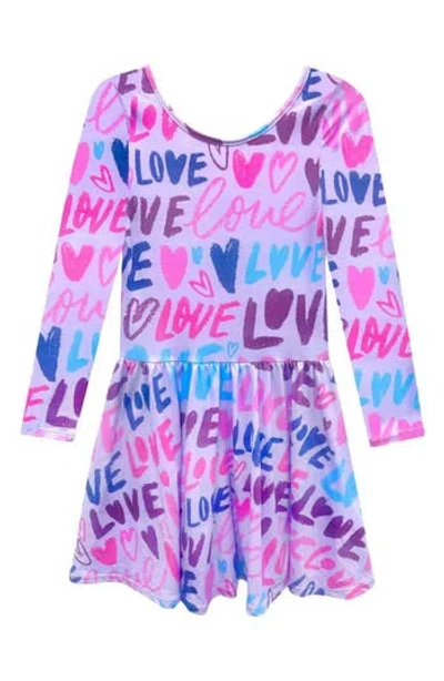 Pixielane Kids' Long Sleeve Be Happy Dress In Pink