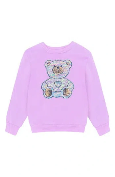 Pixielane Kids' Sequin Bear Graphic Sweatshirt In Pink
