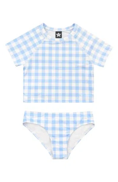Pixielane Kids' Short Sleeve Rashguard Swimsuit In Blue
