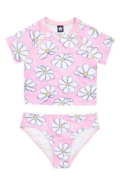 Pixielane Kids' Short Sleeve Rashguard Swimsuit In Multi