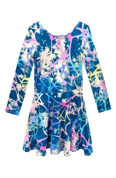Pixielane Kids' Simplysoft Long Sleeve Skater Dress In Blue