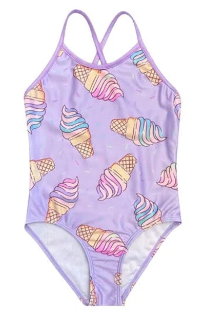 Pixielane Kids' Strappy One-piece Swimsuit In Purple