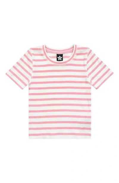 Pixielane Kids' Striped Ribbed Tee In Pink