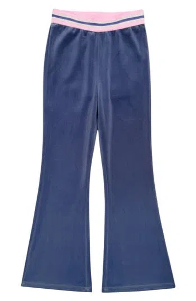 Pixielane Kids' Velour Flare Leggings In Blue