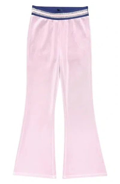 Pixielane Kids' Velour Flare Leggings In Pink