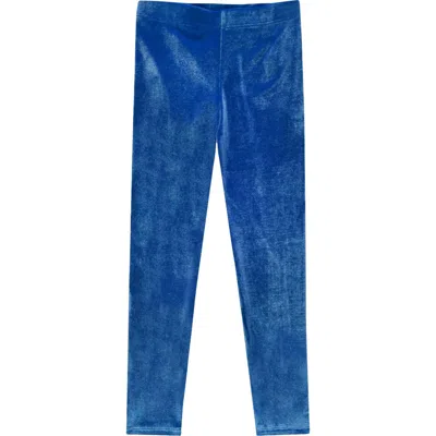 Pixielane Kids' Velour Leggings In Blue