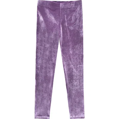 Pixielane Kids' Velour Leggings In Purple