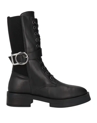 Pixy Woman Ankle Boots Black Size 8 Leather, Textile Fibers