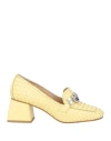 Pixy Woman Loafers Pastel Yellow Size 7 Leather In Yellow