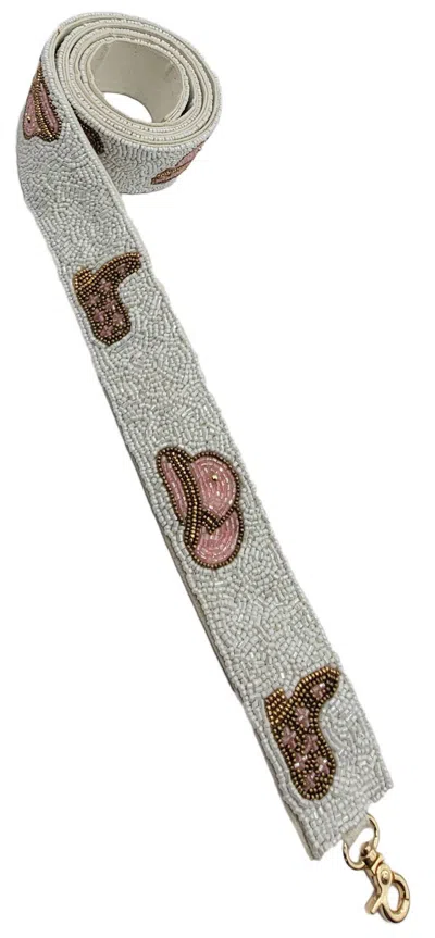 Pizzazz Cowgirl Hat Boots Beaded Bag Strap In Pink