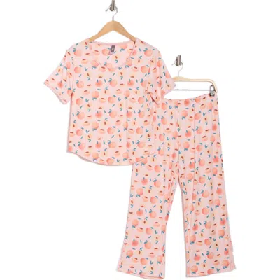 Pj Couture Lace Trim Ribbed T-shirt & Capri Pajamas