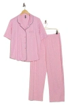 Pj Couture Patchwork Notch Collar Pajamas In Pink
