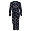 Pj Couture Women's Floral Notch Pj Pant Set In Black