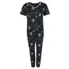 Pj Couture Women's V-neck Short Sleeve Jogger Set In Black