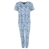 Pj Couture Women's V-neck Short Sleeve Jogger Set In Blue