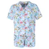 Pj Couture Women's Vacation Stamps Notch Collar Short Set In Blue