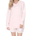Pj Harlow Destiny French Terry Hooded Sweatshirt With Satin Trim In Blush In Gold