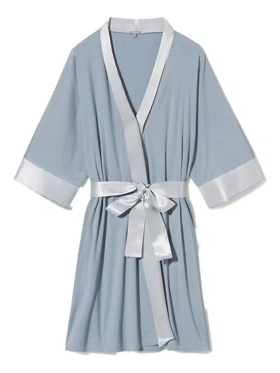 Pj Harlow Dreamwear Satin-trimmed Robe In Blue