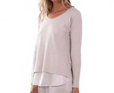 Pj Harlow Frankie Long Sleeve Knit Top In Eggnog In Pink