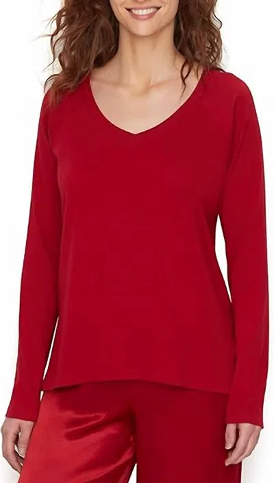 Pj Harlow Frankie V Rib Long-sleeve Top In Red