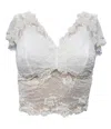 Pj Harlow Grace Lace Hand Beaded Cami With Sleeves In Pearl In Silver