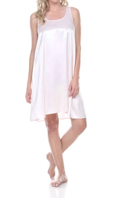 Pj Harlow Jessica Satin Knee Length Gown With Pleated Back In Blush In Gold