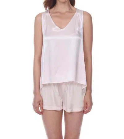 Pj Harlow Jill Satin Cami With V-neck In Blush In Gold