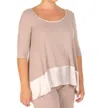 Pj Harlow Kiki Three Quarter Loose Top In Taupe In Beige