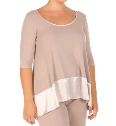 Pj Harlow Kiki Three Quarter Loose Top In Taupe In Beige