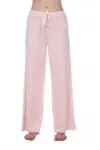 Pj Harlow Kimber Long French Terry Wide Leg Pant With Satin Stripes In Blush In Gold