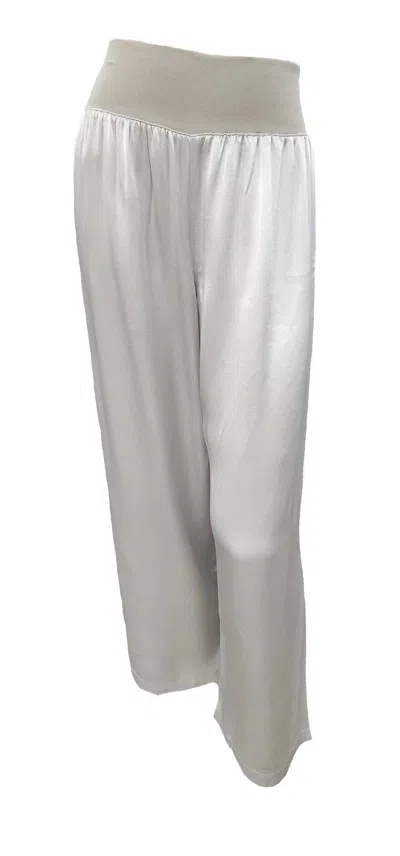 Pj Harlow Lola Satin Pant In Clay In White