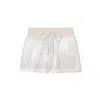 Pj Harlow Mikel Satin Boxer Short With Draw String In Eggnog In White
