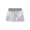 PJ HARLOW MIKEL SATIN BOXER SHORT WITH DRAW STRING IN DARK SILVER